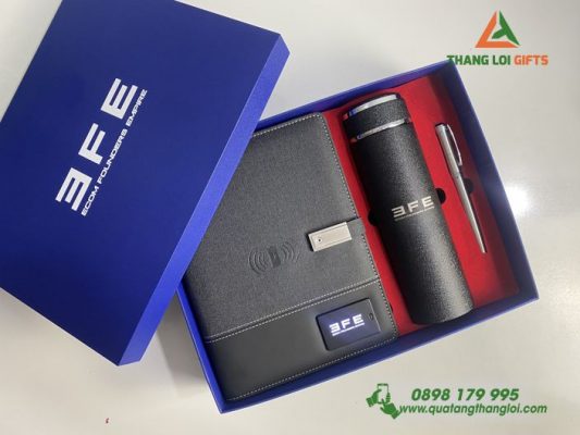 Giftset (Sổ Đa Năng+Bình+Bút) - In Khắc Logo Doanh Nghiệp 3FE