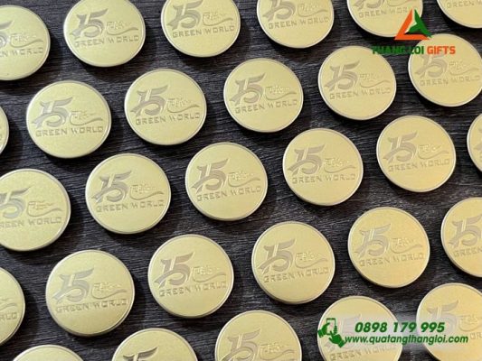 Huy Hiệu Cài Áo - Logo Kỷ Niệm 15 Năm Doanh Nghiệp GREEN WORLD