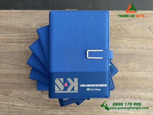 Sổ Tay Bìa Còng Màu Xanh – In Logo Doanh Nghiệp S&K