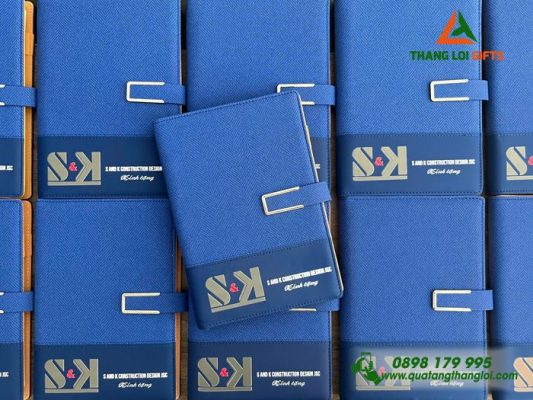 Sổ Tay Bìa Còng Màu Xanh – In Logo Doanh Nghiệp S&K