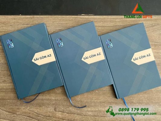 Sổ Tay Dán Gáy Màu Xanh – In Logo Doanh Nghiệp Sài Gòn AZ