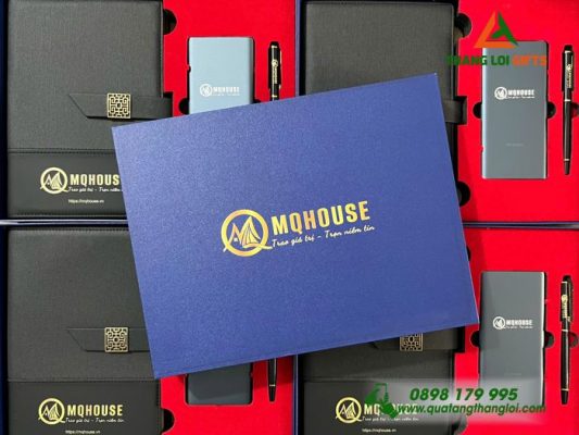 Giftset (Sổ+Pin+Bút) Màu Đen - In Khắc Logo Doanh Nghiệp MQHOUSE