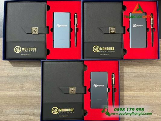 Giftset (Sổ+Pin+Bút) Màu Đen - In Khắc Logo Doanh Nghiệp MQHOUSE