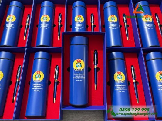 Combo Quà Tặng (Bình+Bút) - In Khắc Logo Công Đoàn Việt Nam