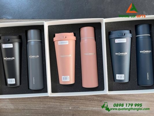 Giftset (Bình Lock+Ly Lock) - Khắc Logo Doanh Nghiệp Thắng Lợi Loyalty