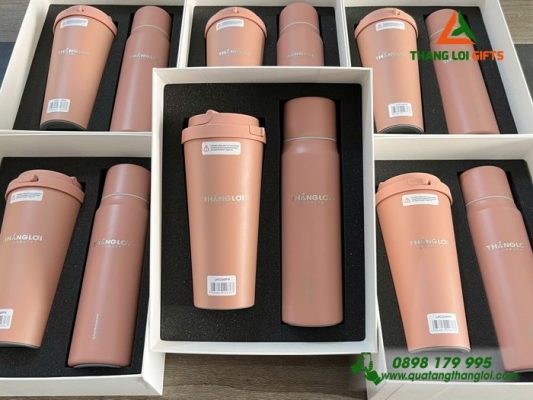 Giftset (Bình Lock+Ly Lock) - Khắc Logo Doanh Nghiệp Thắng Lợi Loyalty
