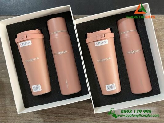Giftset (Bình Lock+Ly Lock) - Khắc Logo Doanh Nghiệp Thắng Lợi Loyalty