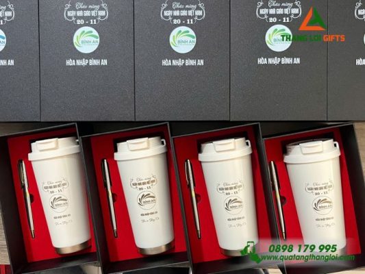 Set Quà Tặng (Ly+Bút) - In Khắc Logo Trung Tâm Hòa Nhập Bình An