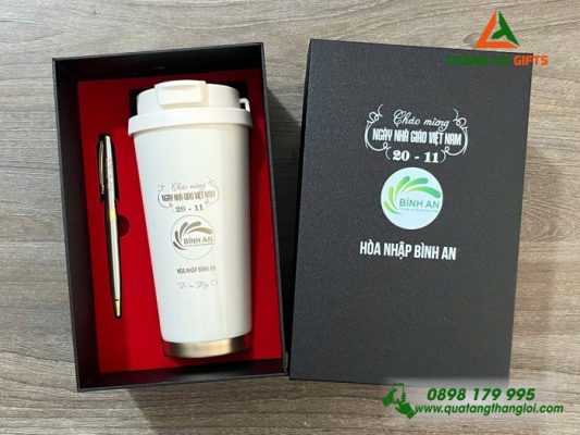 Set Quà Tặng (Ly+Bút) - In Khắc Logo Trung Tâm Hòa Nhập Bình An