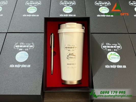 Set Quà Tặng (Ly+Bút) - In Khắc Logo Trung Tâm Hòa Nhập Bình An
