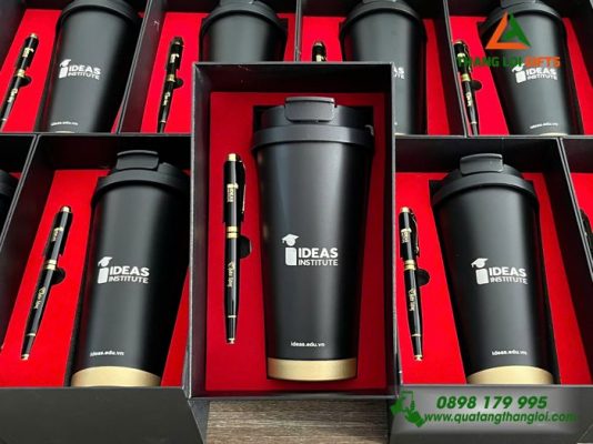Combo Quà Tặng (Ly+Bút) - In Khắc Logo Doanh Nghiệp IDEAS