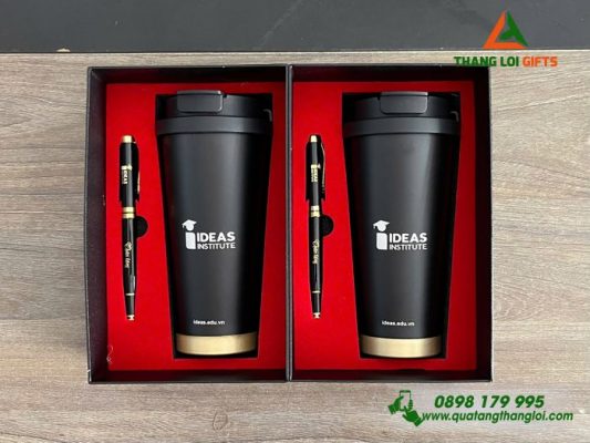 Combo Quà Tặng (Ly+Bút) - In Khắc Logo Doanh Nghiệp IDEAS