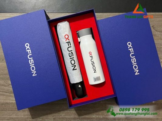 Set Quà Tặng (Ô Dù+Bình Lock&Lock) - In Logo Thương Hiệu FUSION