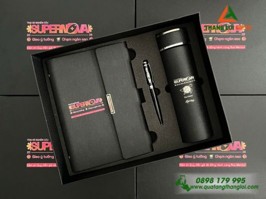 Giftset (Sổ+Bình+Bút) – In Khắc Logo Trại Hè Nghiên Cứu Supernova