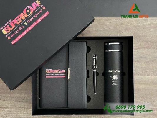 Giftset (Sổ+Bình+Bút) – In Khắc Logo Trại Hè Nghiên Cứu Supernova