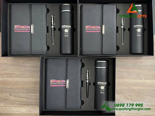 Giftset (Sổ+Bình+Bút) – In Khắc Logo Trại Hè Nghiên Cứu Supernova