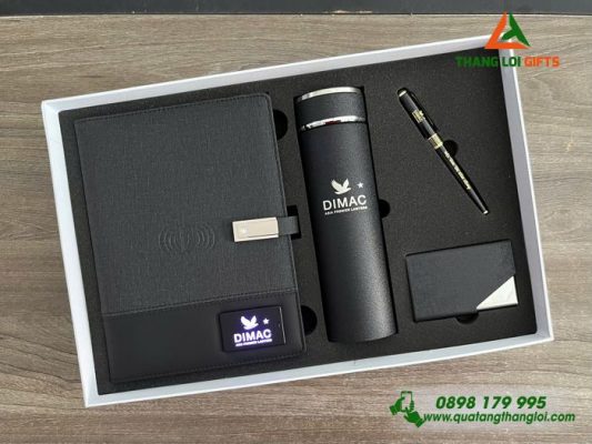 GST 77 – Giftset Cao Cấp (Sổ Đa Năng+Bình+Hộp Namecard+Bút) - In Logo Doanh Nghiệp