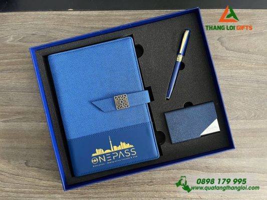 Bộ Quà Tặng (Sổ+Namecard+Bút) -In Khắc Logo Doanh Nghiệp Onepass