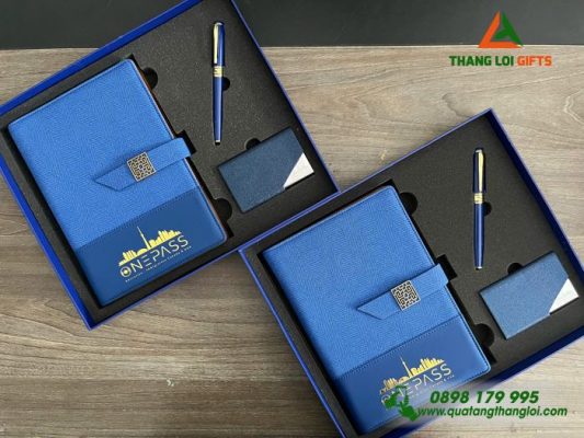 Bộ Quà Tặng (Sổ+Namecard+Bút) -In Khắc Logo Doanh Nghiệp Onepass