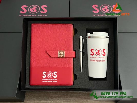 Set Quà Tặng (Sổ+Ly+Bút) – In Khắc Logo Doanh Nghiệp SOS
