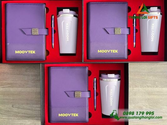 Set Quà Tặng (Sổ+Ly+Bút) - In Khắc Logo Doanh Nghiệp MOOVTEK