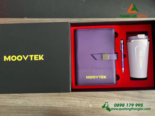 Set Quà Tặng (Sổ+Ly+Bút) - In Khắc Logo Doanh Nghiệp MOOVTEK