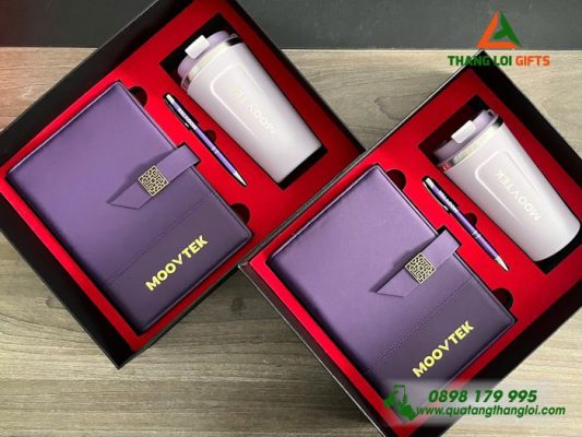 Set Quà Tặng (Sổ+Ly+Bút) - In Khắc Logo Doanh Nghiệp MOOVTEK