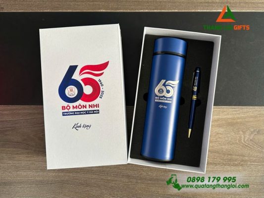 Bộ Quà Tặng (Bình+Bút) - In Khắc Logo Trường Đại Học Y Hà Nội