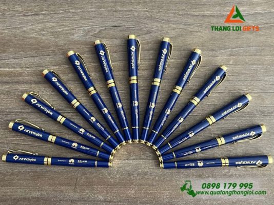 Bút Ký Kim Loại Màu Xanh – Khắc Logo Doanh Nghiệp HUAWEI