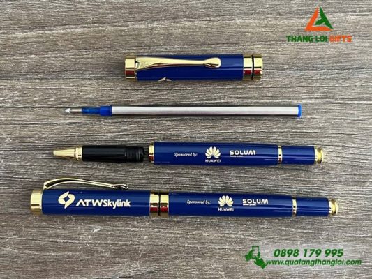 Bút Ký Kim Loại Màu Xanh – Khắc Logo Doanh Nghiệp HUAWEI