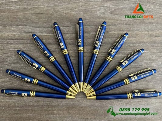 Bút Ký Kim Loại Xoay Màu Xanh – Khắc Logo Doanh Nghiệp S&K