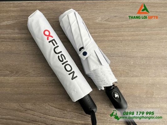 Ô Dù Cầm Tay Gập 3 Màu Xám – In Logo Thương Hiệu FUSION