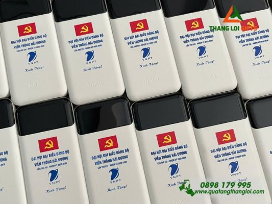 Pin Sạc Dự Phòng Hoco - In Logo Đảng Bộ Viễn Thông Hải Dương
