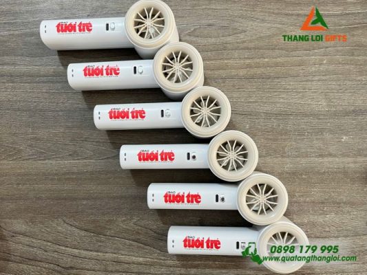 Quạt Cầm Tay Mini Màu Trắng - In Logo Báo Tuổi Trẻ