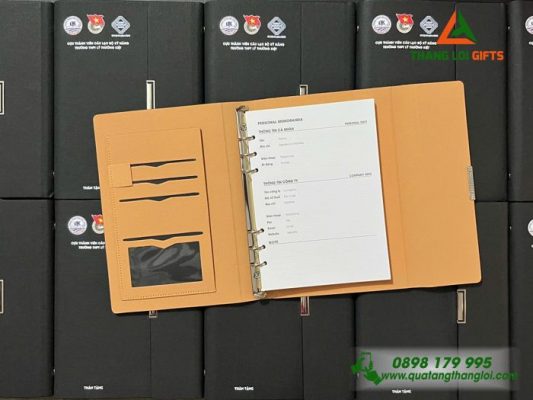Sổ Tay Bìa Còng Màu Đen – In Logo Trường THPT Lý Thường Kiệt
