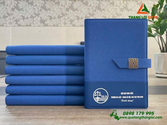 Sổ Da Bìa Còng - In Logo Trường Đại Học Luật - ĐHQG Hà Nội