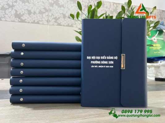 Sổ Tay Bìa Còng Gập 3 - In Tên Đại Hội Đảng Bộ Phường Đông Sơn