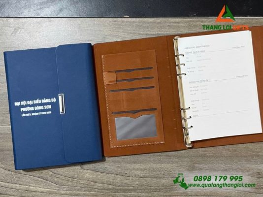 Sổ Tay Bìa Còng Gập 3 - In Tên Đại Hội Đảng Bộ Phường Đông Sơn