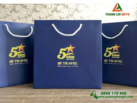 Túi Giấy Ivory Màu Xanh – In Logo Doanh Nghiệp SST TRAVEL