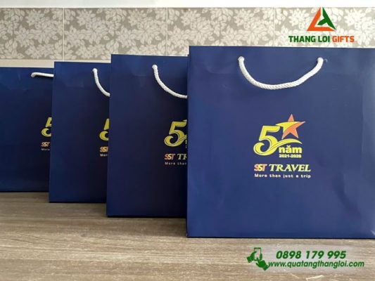 Túi Giấy Ivory Màu Xanh – In Logo Doanh Nghiệp SST TRAVEL
