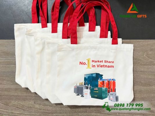 Túi Vải Canvas Màu Trắng – In Logo Hình Ảnh Doanh Nghiệp THIBIDI