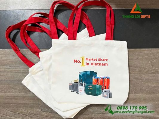 Túi Vải Canvas Màu Trắng – In Logo Hình Ảnh Doanh Nghiệp THIBIDI