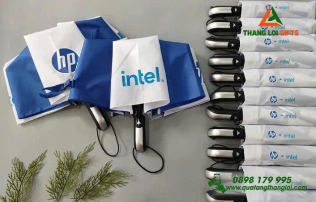 Ô Dù Cầm Tay Gập 3 - In Logo Thương Hiệu HP INTEL