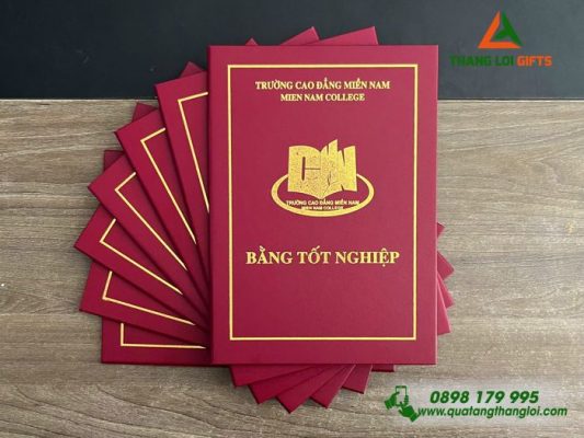Bìa Đựng Bằng Tốt Nghiệp – Ép Kim Logo Trường Cao Đẳng Miền Nam