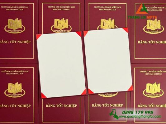 Bìa Đựng Bằng Tốt Nghiệp – Ép Kim Logo Trường Cao Đẳng Miền Nam