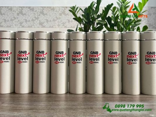 Bình Giữ Nhiệt 500ml Màu Trắng Kem - In Logo Ngân Hàng HSBC