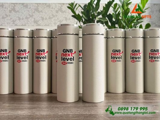 Bình Giữ Nhiệt 500ml Màu Trắng Kem - In Logo Ngân Hàng HSBC