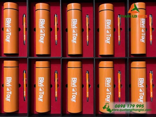 Combo Quà Tặng (Bình+Bút) - In Khắc Logo Doanh Nghiệp Bivi Tour