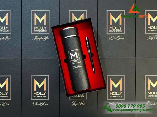 Bộ Quà Tặng (Bình+Bút) - In Khắc Logo Doanh Nghiệp MOLLY Nguyen Design