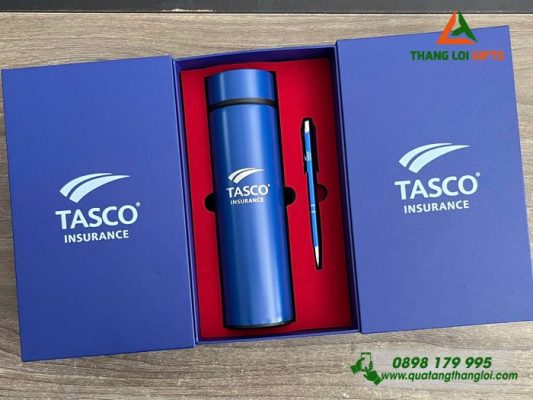 Bộ Quà Tặng (Bình+Bút) - In Khắc Logo Công Ty Bảo Hiểm Tasco 